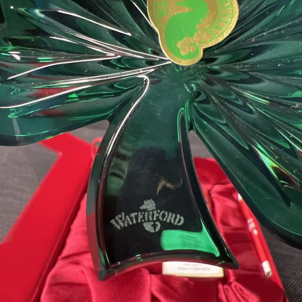 Waterford Crystal 2014 Annual Green Shamrock ornament with enhancer #164589